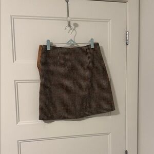 Dynamite Checkered Brown and Black Mini Skirt